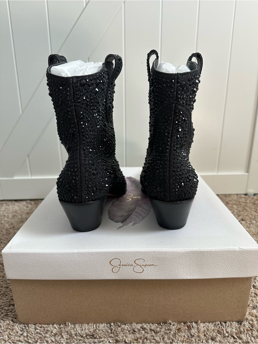 Jessica Simpson Tamira2 Black Rhinestone Western Cowboy Boots Women’s 9.5 - Picture 5 of 9